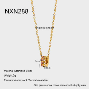 Colliers Pendentifs Élégants Pour Femmes, En Acier Inoxydable, Couleur Or, Avec Zircon Et Forme Un Cercle Étanche. h5 