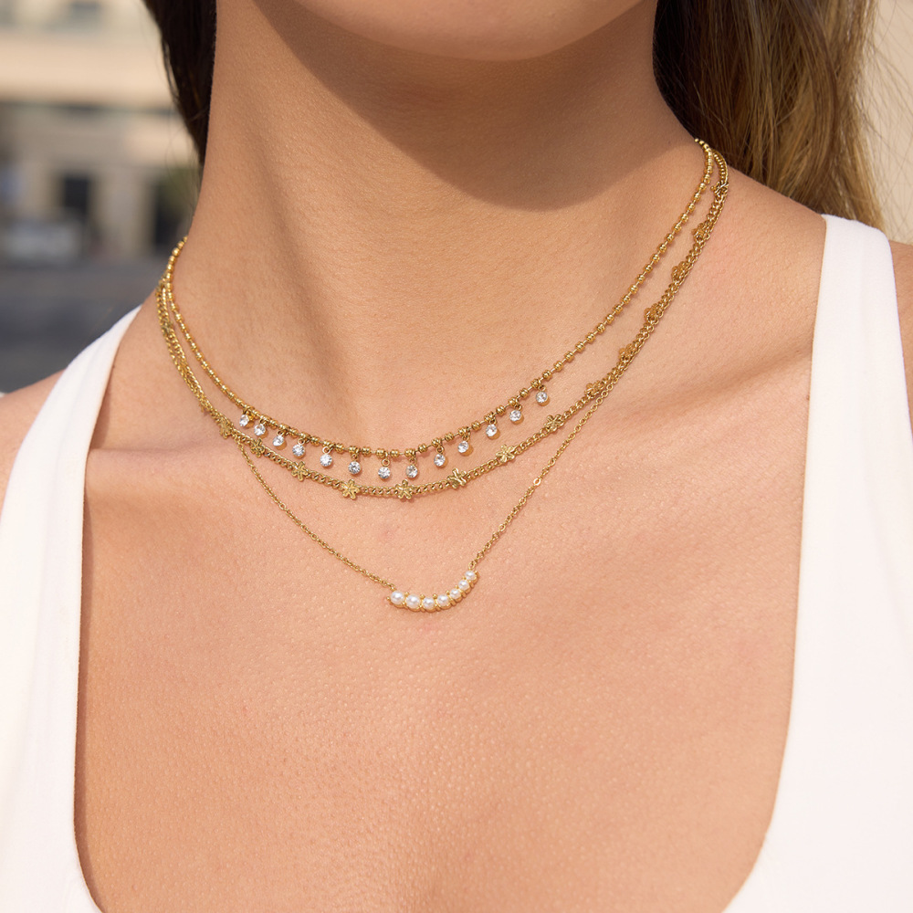 Colliers Pendentifs Pour Femmes En Acier Inoxydable Doré Brillant, Imperméables Et Anti-Ternissement, Avec Pendentif Rond Lustré Image6
