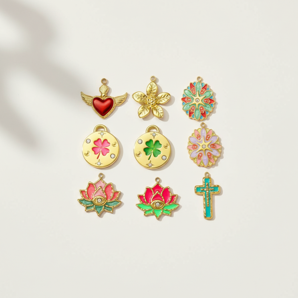 Pendentif Femme Luxueux En Acier Inoxydable Doré, Étanche, À Personnaliser Soi-Même, Motif Floral (1 Pièce) Image3