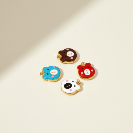 Pendentifs pour femmes en acier titane, couleur or, en forme d'ours mignon, étanches et anti-ternissement 2