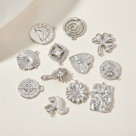 Pendentifs pour femmes en acier titane couleur argent, fil naturel