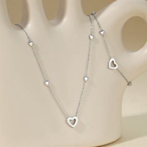 Ensembles De Colliers Pour Femmes En Acier Inoxydable Doré, Motif Cœur Charmant h5 Image3