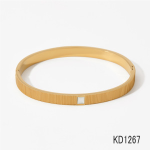 Bracelet Minimaliste Rond En Acier Inoxydable Étanche Couleur Or Pour Femme h5 