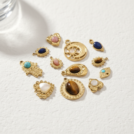 Pendentif classique en forme de cœur pour femme, pierres naturelles, 1 pièce