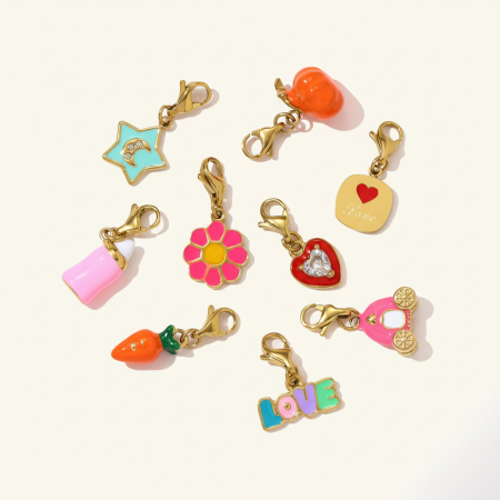 Pendentifs femme en acier titane, série polychrome, à faire soi-même, avec fermoir mousqueton et couleur or 2