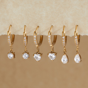 Boucles D'Oreilles Pendantes Pour Femme, En Acier Inoxydable Doré, Étanches, Ornées De Zircon. Magnifiques Boucles D'Oreilles Pendantes En Forme De Goutte. h5 Image3