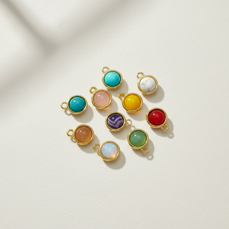 Pendentif rond classique en pierres naturelles pour femme, 1 pièce