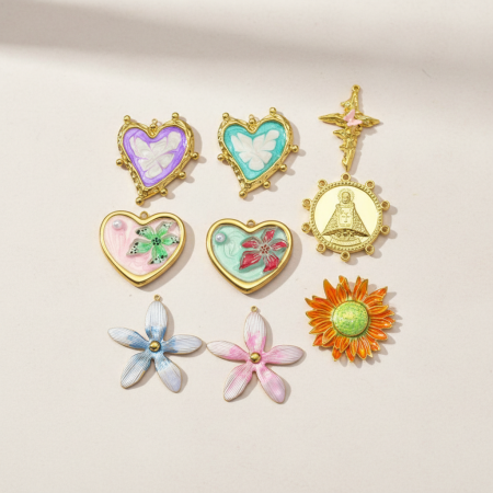 Pendentif Femme En Forme De Cœur, En Acier Inoxydable Étanche, Couleur Or, À Faire Soi-Même (1 Pièce), Collection Romantique