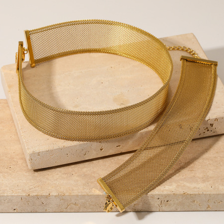 Ensembles de colliers pour femmes en acier inoxydable ajouré, étanches, couleur or