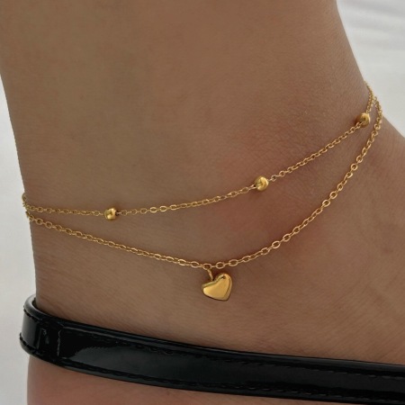 Bracelets de cheville Daily Heart en acier inoxydable étanche couleur or