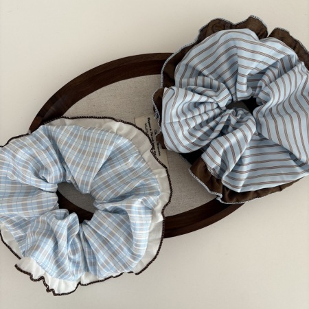 Chouchous pour femmes en tissu à rayures écossaises de la collection romantique 2