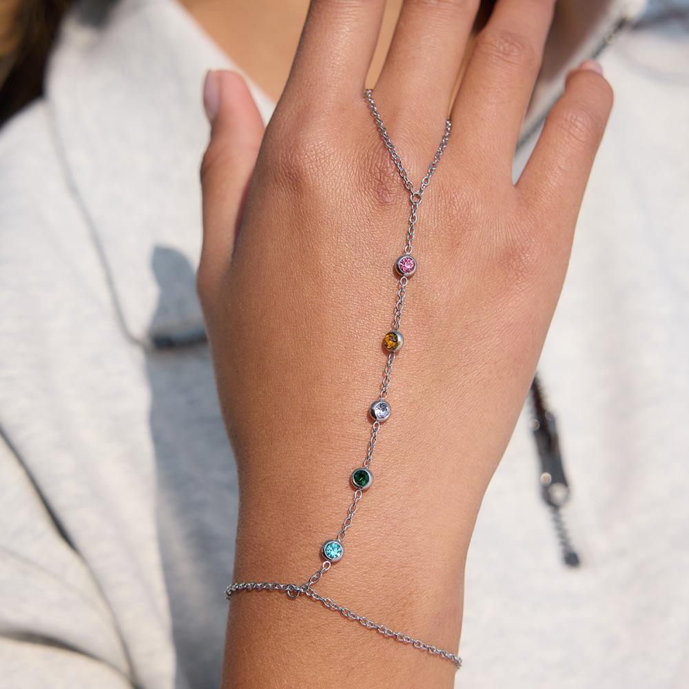 Bracelet De Main Pour Femme Daily Round Zircon, Léger, En Acier Inoxydable, Imperméable Et Anti-Ternissement Image5