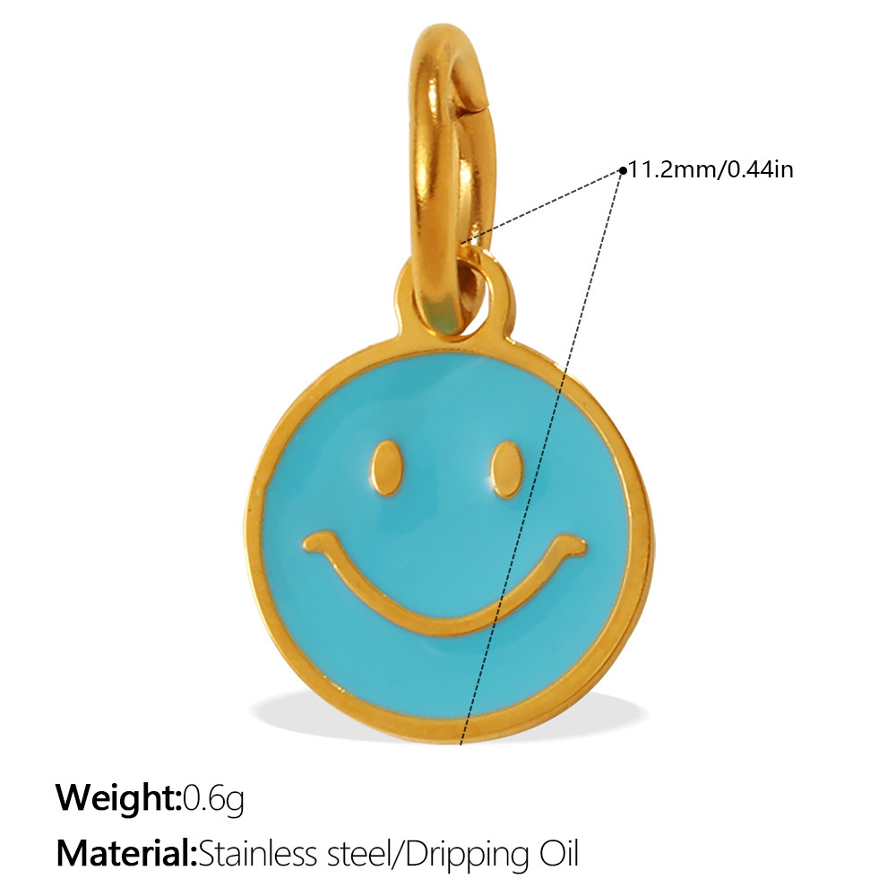 Pendentif Unisexe Simple Series Daily Heart Avec Visage Souriant, En Acier Inoxydable, Couleur Or, Or, Strass. 