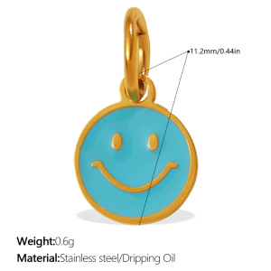 Pendentif Unisexe Simple Series Daily Heart Avec Visage Souriant, En Acier Inoxydable, Couleur Or, Or, Strass. h5 