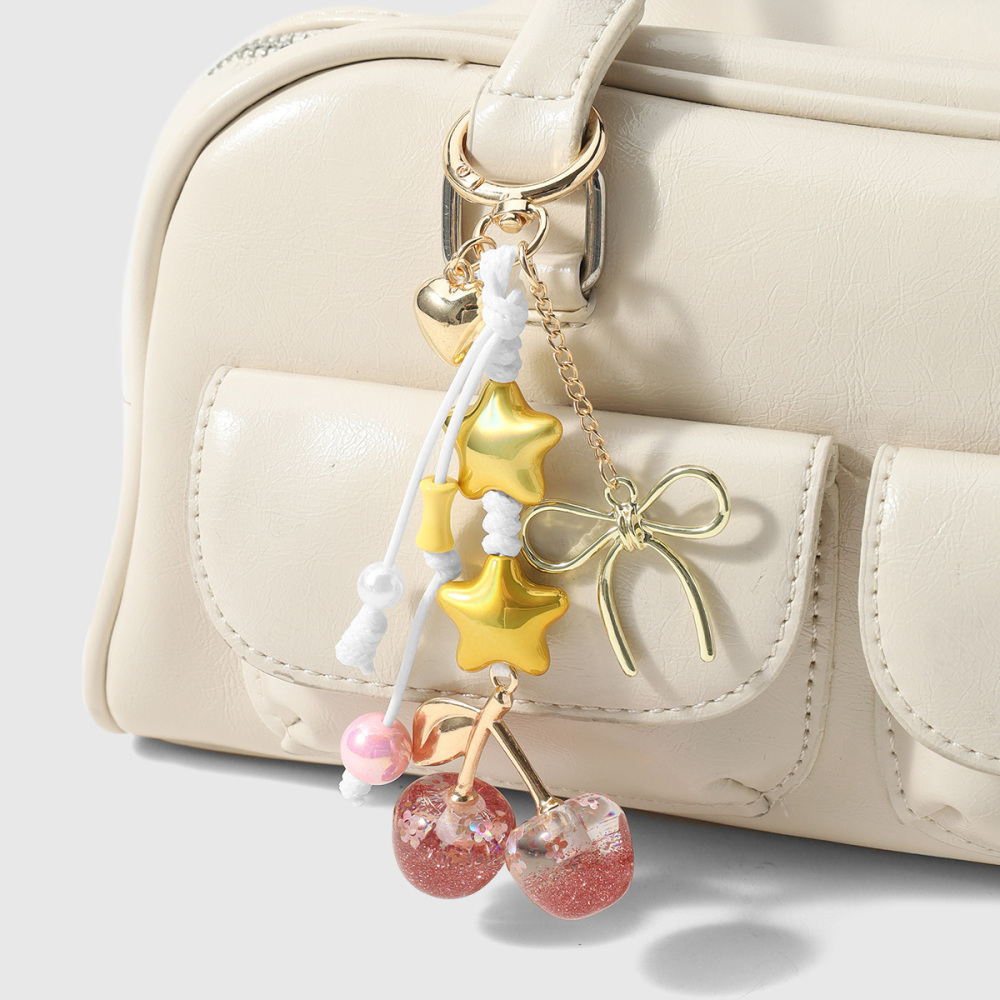 Breloques De Sac Délicates En Résine En Forme De Cœur, D'Étoile, De Cerise Et De Fraise Pour Femmes Image5