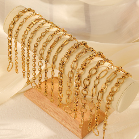 Bracelets à maillons pour femmes, en acier inoxydable imperméable, couleur or, à porter au quotidien. 2