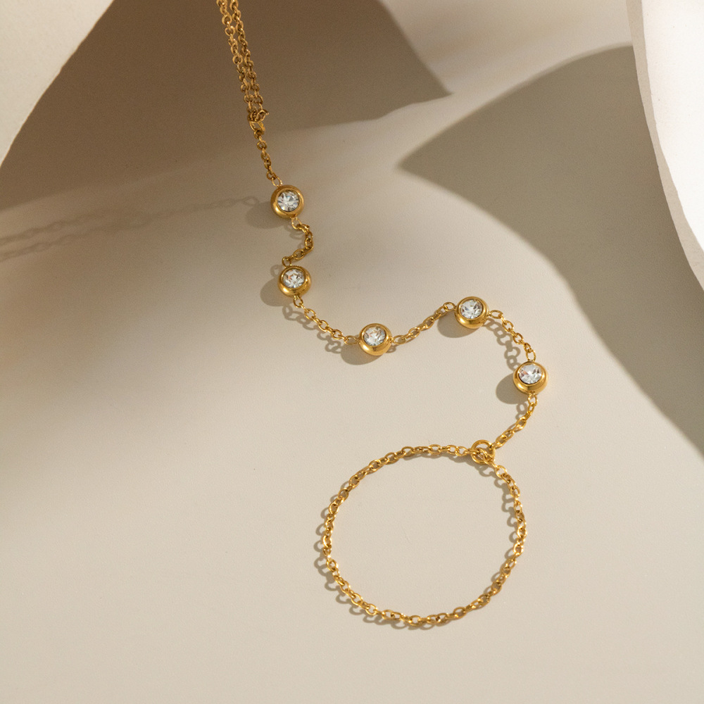 Chaîne Simple En Acier Inoxydable Étanche Couleur Or Avec Zircon Pour Femme Image2