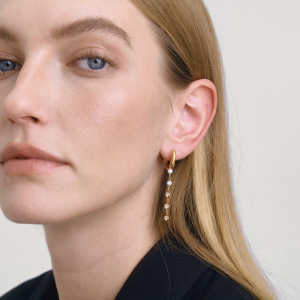 Boucles D'Oreilles De Soirée Pour Femmes, Ornées De Magnifiques Pompons, En Acier Inoxydable Doré Et Zircon, Imperméables Et Anti-Ternissement. h5 Image4