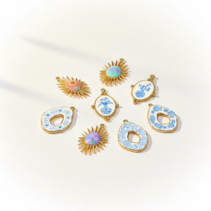 Pendentif Femme Étanche En Acier Inoxydable À Motif Porcelaine Bleue Et Blanche (1 Pièce) h5 Image3