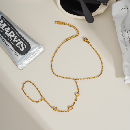Chaîne décontractée en acier inoxydable étanche couleur or avec zircon pour femme 2