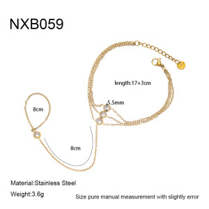 Bracelet Chaîne Élégant Et Luxueux Pour Femme, En Acier Inoxydable, Couleur Or, Avec Zircon Et Or, Couleur Or. h5