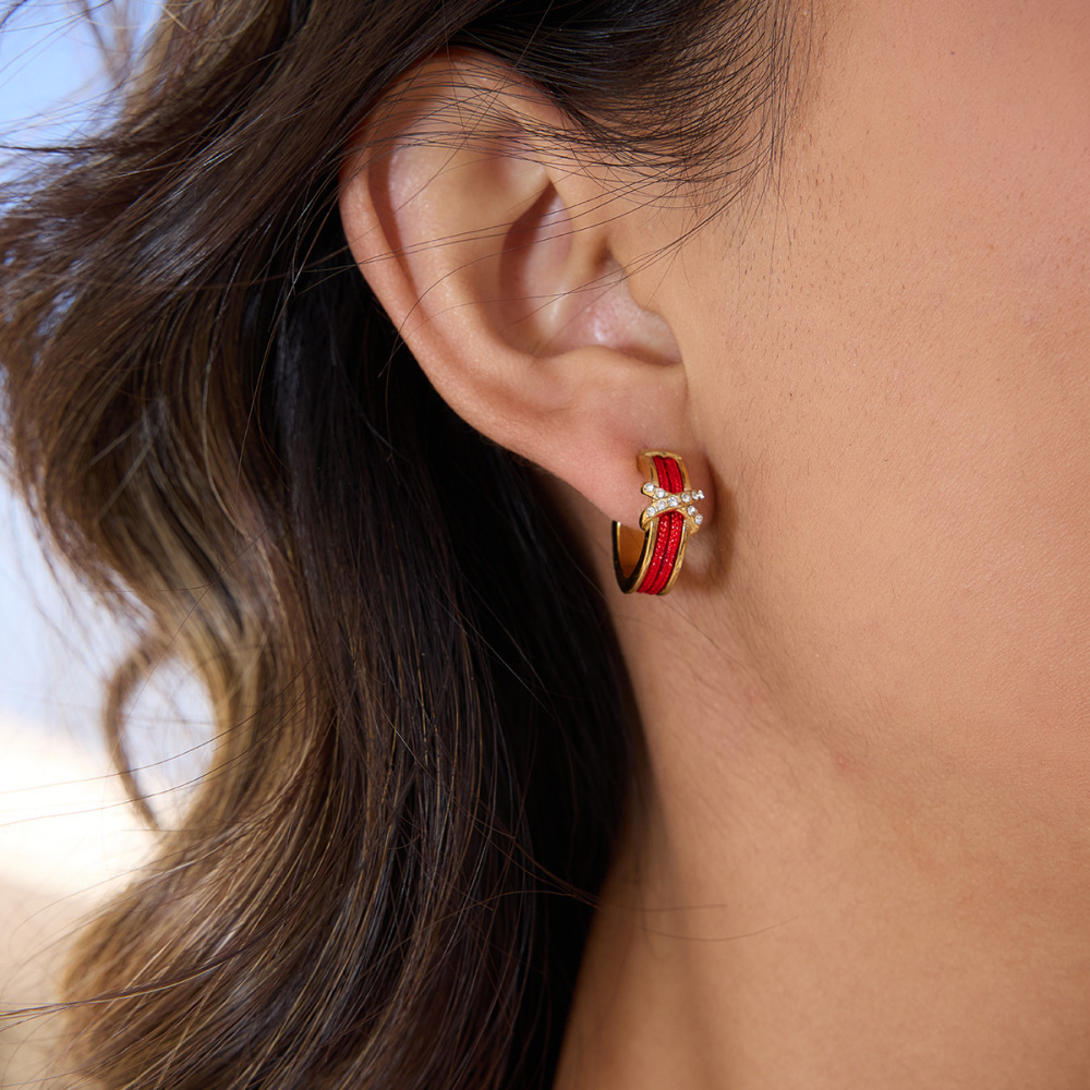 Boucles D'Oreilles Créoles Pour Femmes En Acier Inoxydable Doré, Multicolores Et Résistantes À L'Eau Et Au Ternissement. Image6