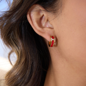 Boucles D'Oreilles Créoles Pour Femmes En Acier Inoxydable Doré, Multicolores Et Résistantes À L'Eau Et Au Ternissement. h5 Image6