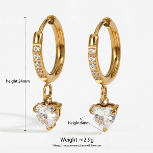 Boucles D'Oreilles Pendantes Pour Femme, En Acier Inoxydable Doré, Étanches, Ornées De Zircon. Magnifiques Boucles D'Oreilles Pendantes En Forme De Goutte. h5 Image2