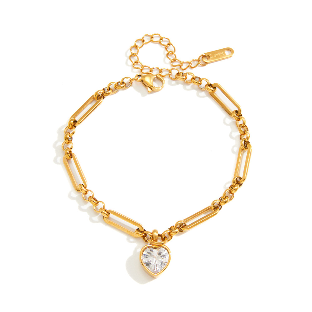 Bracelets À Breloques Pour Femmes, En Acier Inoxydable Doré, Avec Zircon, Forme Géométrique Brillante, Étanches Et Anti-Ternissement