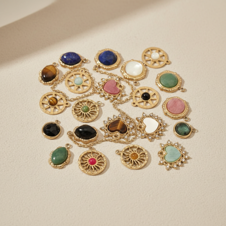 Pendentif classique pour femme en pierres naturelles colorées, 1 pièce