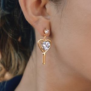 Boucles D'Oreilles Pendantes Pour Femme, En Acier Inoxydable Doré, Forme Cœur Romantique, Zircon, Étanches Et Anti-Ternissement. h5 Image4