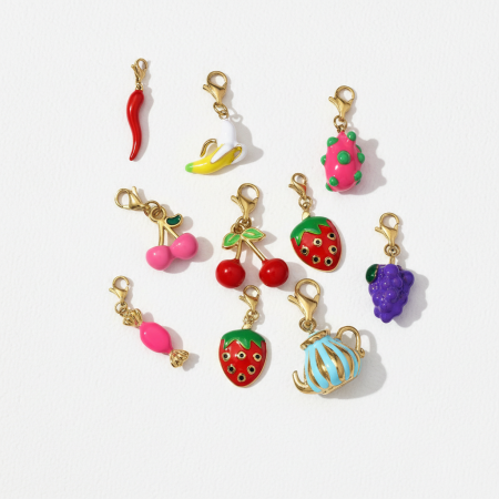 Pendentifs Pour Femmes En Acier Titane, Pince Homard, Couleur Or, Motif Fruits Vifs À Faire Soi-Même