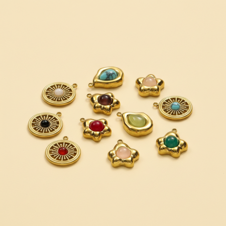Pendentif simple en pierres naturelles pour femme, 1 pièce