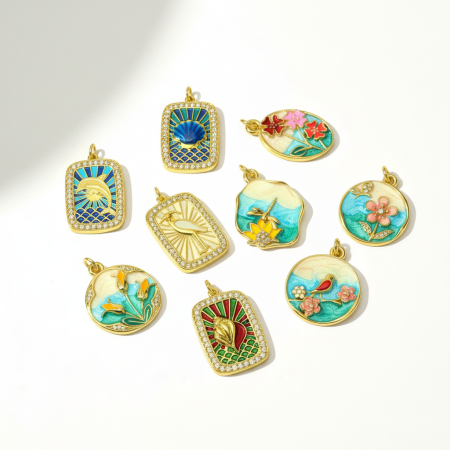 Pendentif femme DIY en acier inoxydable étanche couleur or, motif animal (1 pièce)