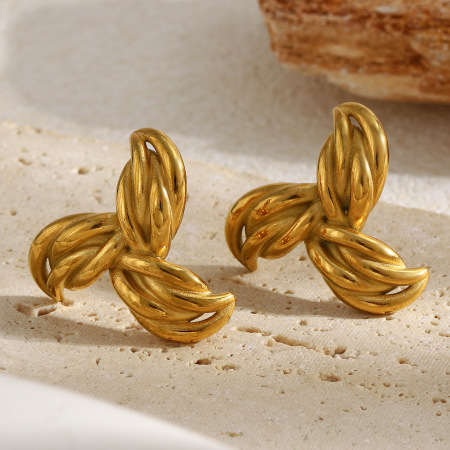 Boucles d'oreilles puces pour femmes, en acier inoxydable doré, de forme irrégulière et étanches 2