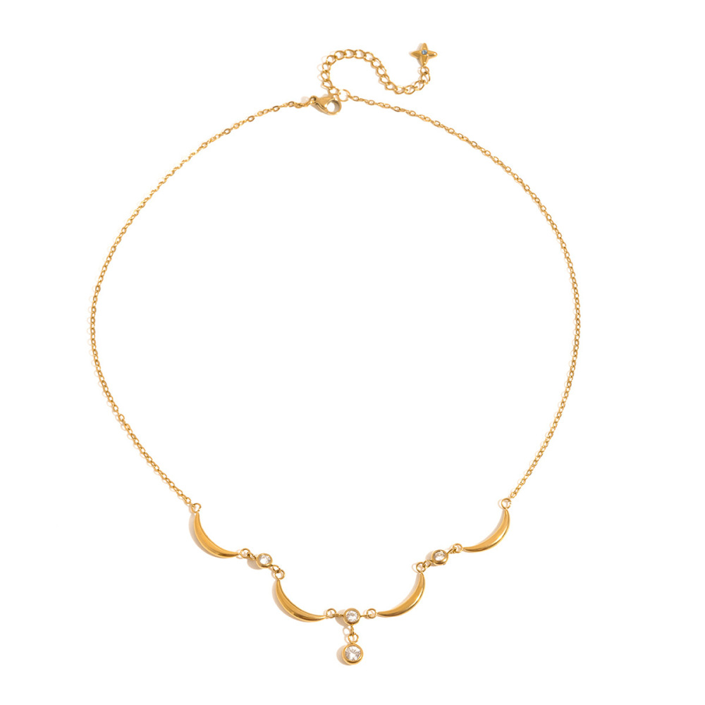 Colliers Pendentifs Élégants Pour Femmes, En Acier Inoxydable Doré, Motif Étoile Et Lune, Étanches Et Anti-Ternissement