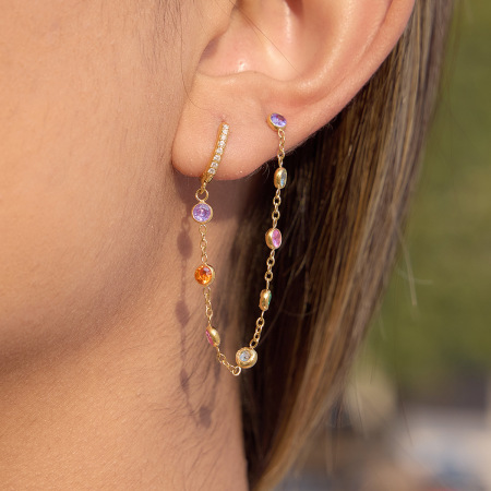 Boucles d'oreilles élégantes à maillons brillants en acier inoxydable doré, imperméables et anti-ternissement, parfaites pour les soirées. 2