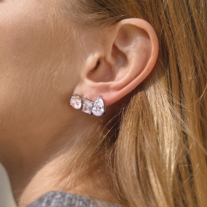Boucles D'Oreilles Puces Pour Femmes, En Acier Inoxydable Imperméable Et Anti-Ternissement, Forme Zircon Géométrique Quotidien h5 Image2