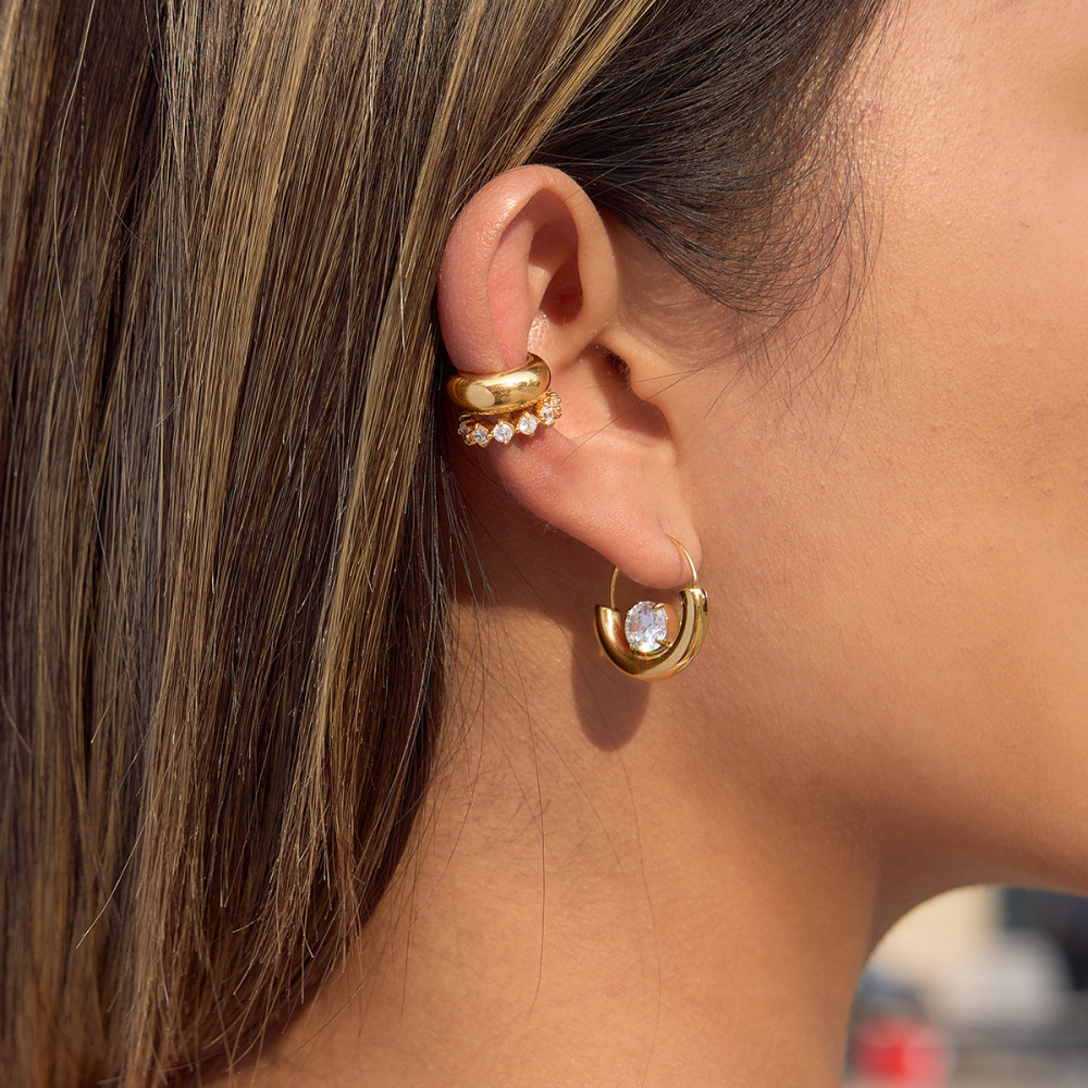 Boucles D'Oreilles Créoles Modernes Pour Femmes, En Acier Inoxydable Doré, Imperméables Et Anti-Ternissement Image6