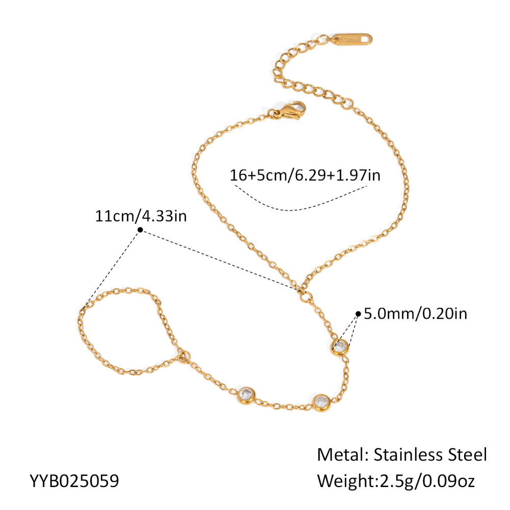 Chaîne Décontractée En Acier Inoxydable Étanche Couleur Or Avec Zircon Pour Femme 