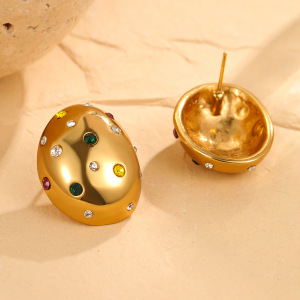Boucles D'Oreilles Puces Élégantes En Forme De Goutte, En Acier Inoxydable Imperméable Et Plaqué Or 18 Carats, Pour Femme. h5 Image2