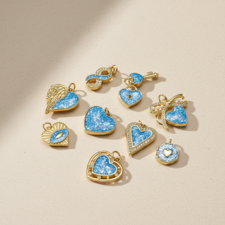 Pendentif femme en acier inoxydable doré, orné d'un cœur en opale romantique (1 pièce) 2