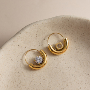 Boucles D'Oreilles Créoles Modernes Pour Femmes, En Acier Inoxydable Doré, Imperméables Et Anti-Ternissement h5 Image7