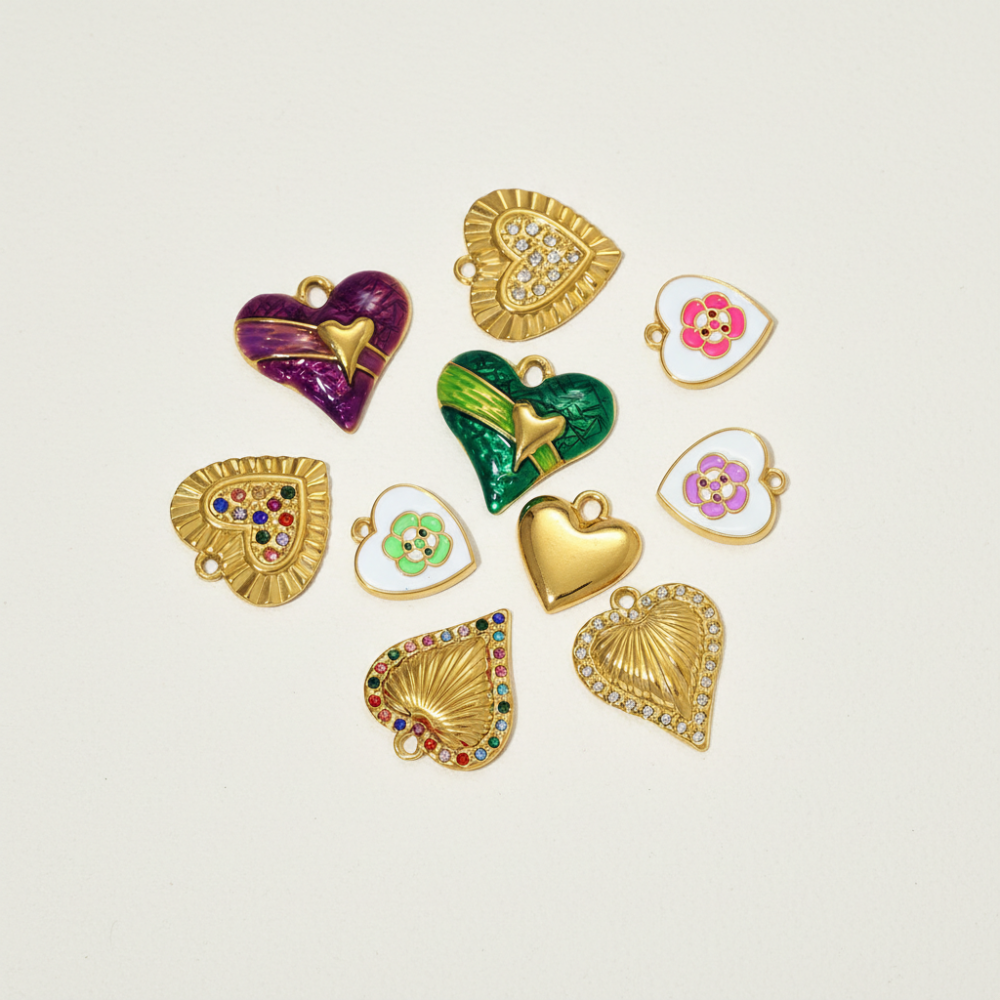 Pendentifs Sophistiqués En Forme De Cœur, À Faire Soi-Même, En Acier Titane Couleur Or, Pour Femmes h5Image3