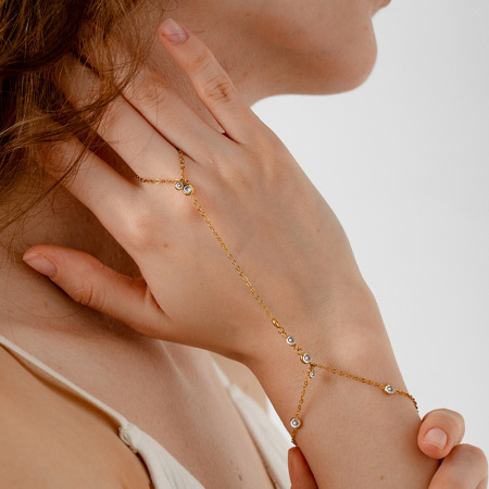 Bracelet chaîne bohème simple en acier inoxydable étanche couleur or avec zircon pour femme 2