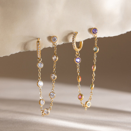 Boucles d'oreilles élégantes à maillons brillants en acier inoxydable doré, imperméables et anti-ternissement, parfaites pour les soirées.