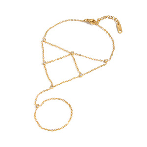 Chaîne Élégante En Acier Inoxydable Étanche Couleur Or Avec Zircon Pour Femme h5 Image5
