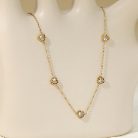 Colliers pendentifs pour femmes en forme de cœur, en acier inoxydable étanche, couleur or 2