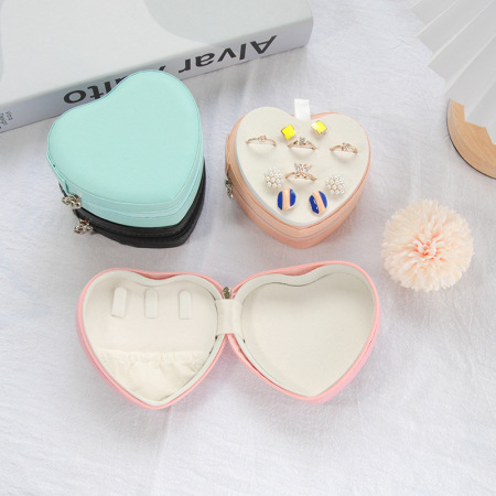 Boîtes à bijoux en PU uni couleur cœur Sweet Series Simple