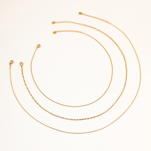 Colliers Superposés Pour Femmes, Collection Simple Series Simple Chain Lines, En Acier Inoxydable Étanche, Couleur Or h5 Image4